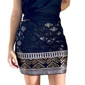 Express Sequined Mini Skirt - Black & Silver